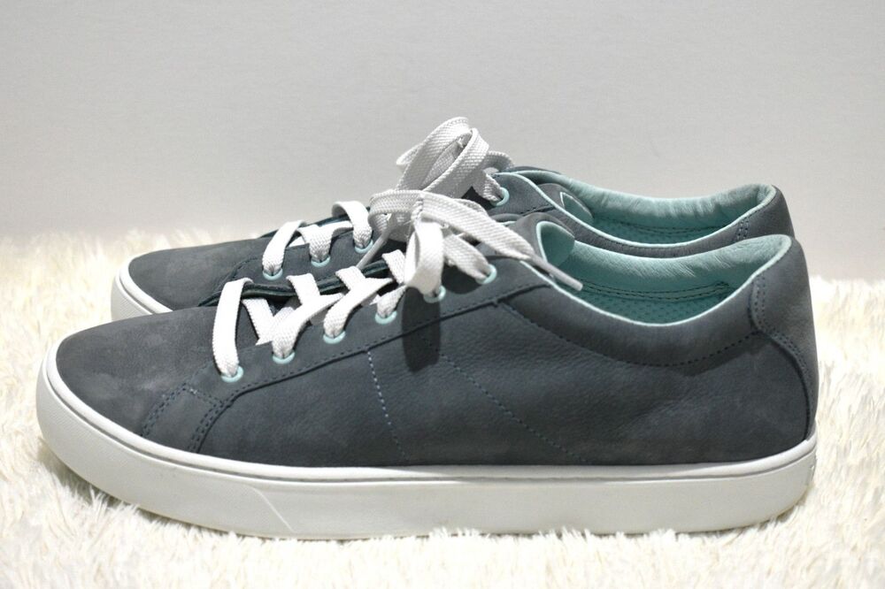 L.L.Bean Women's Eco Bay Nubuck Leather Sneakers Slate Cool Sea Blue Size 9.5